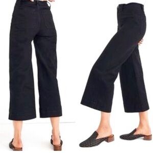 Madewell Emmett Wide-Leg Crop Pants Size 29 Black #J8985 Minimalist Caps…
